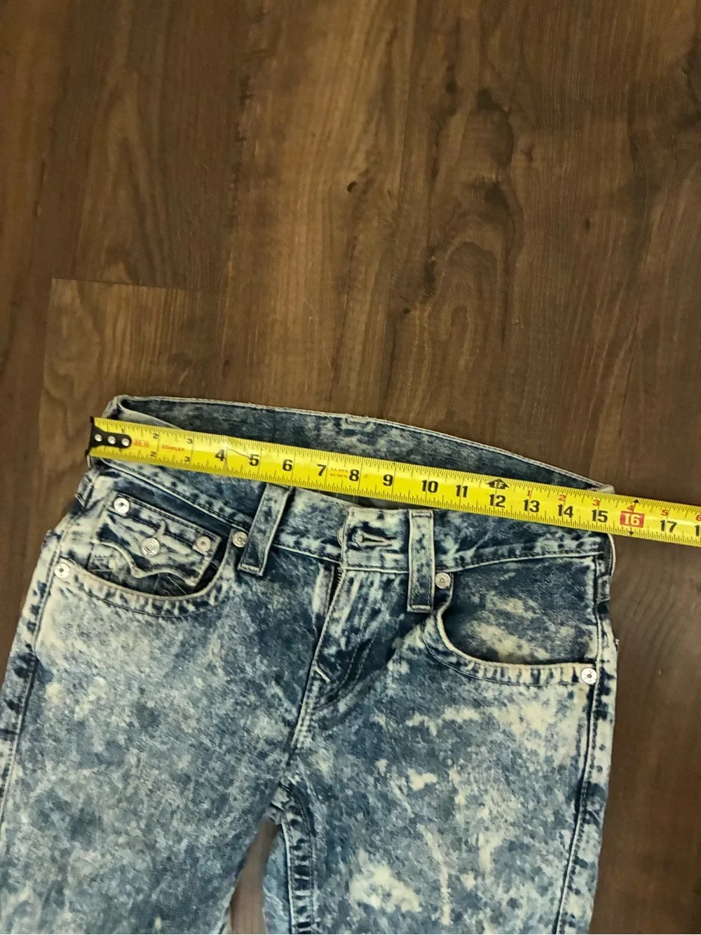Men's True Religion Acid Wash Blue Jeans - Classic Straight Fit